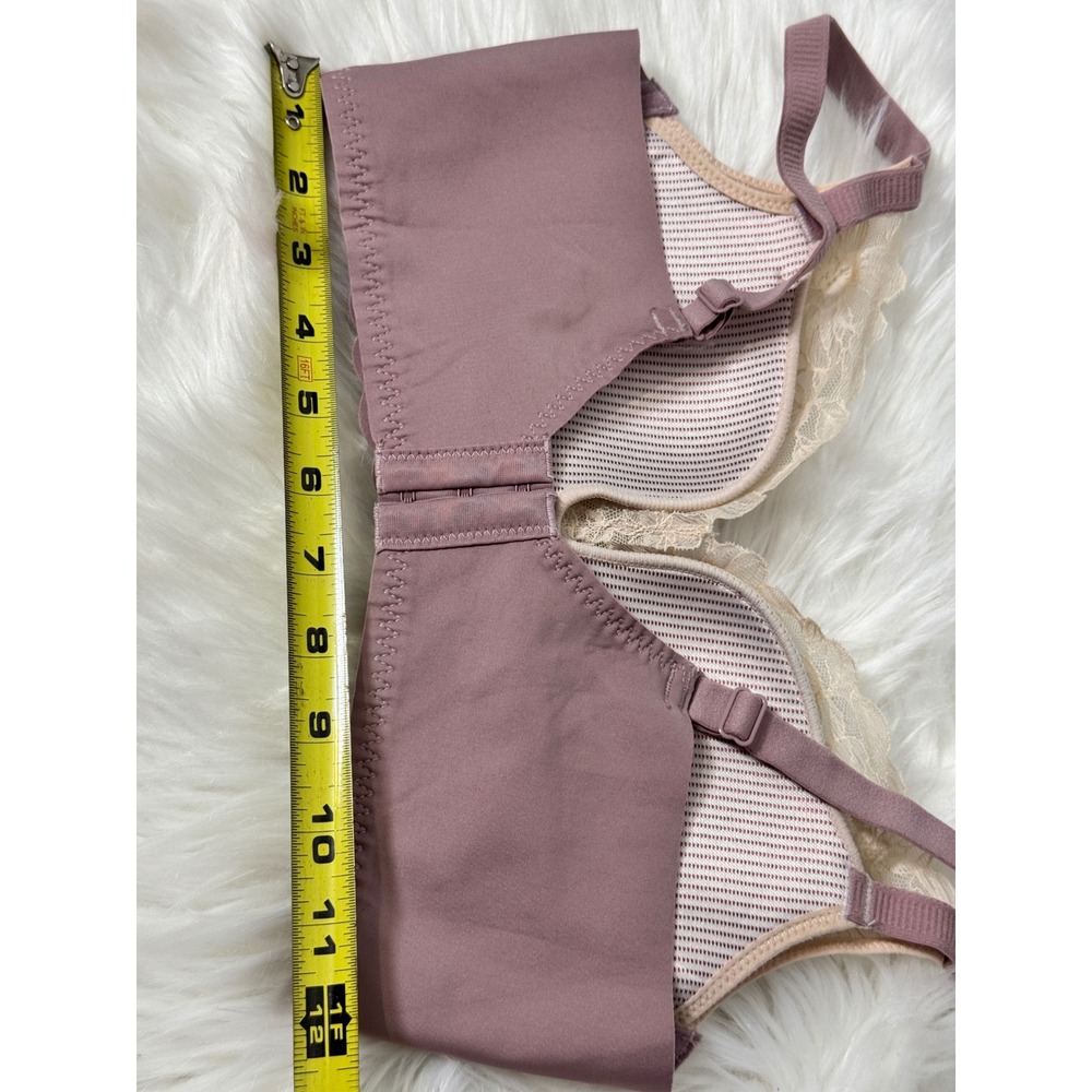 Wireless Floral Lace Bra Dusty Rose Beige Lightly Padded Adjustable Straps - Picture 6 of 8